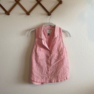 Cute collared button up red and white striped tank